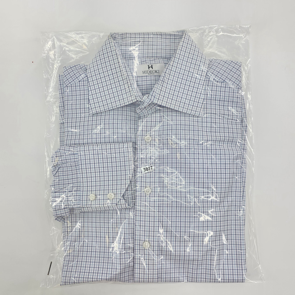 Quiet Luxury Hideoki Bespoke Blue Check Dress Shirt Mens Large Tailored - Picture 9 of 9